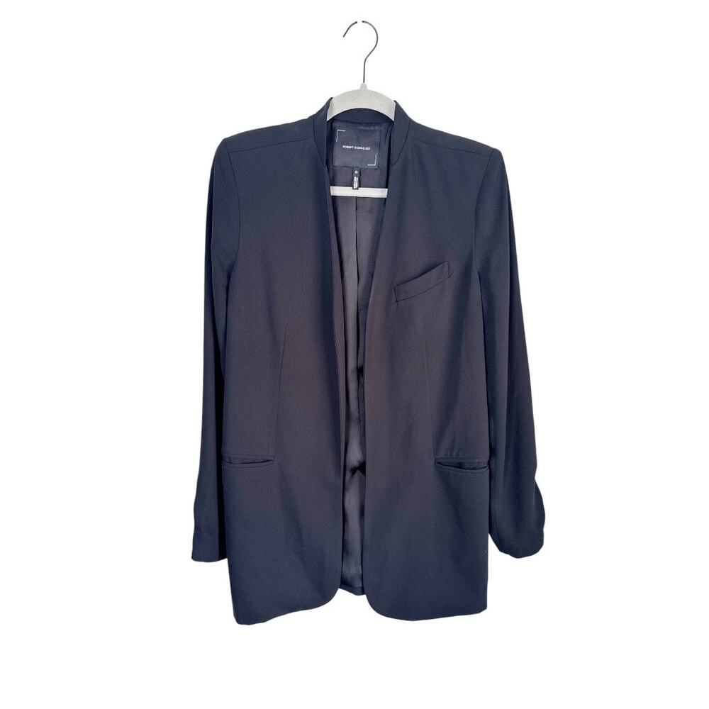Robert Rodriguez Daphne Blazer Chic Quiet Luxury Longline Open Front 6 Black